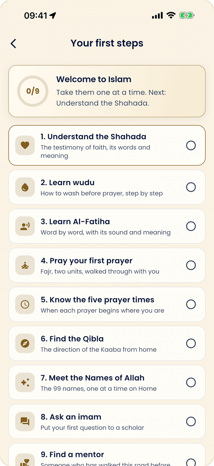 Your first steps: nine steps for someone new to Islam